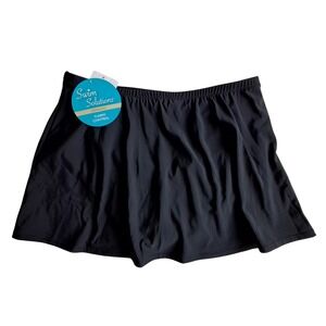 Swim Solutions NWT Womens Plus 20W Black Tummy Control Swim Skirt 445148X New